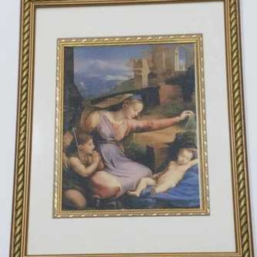 Framed print of the painting named Virgin and Child with the Infant Saint John